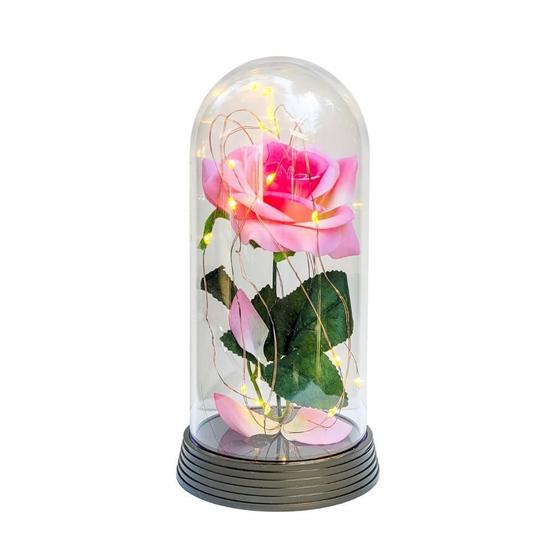 Imagem de Luminária A Rosa Encantada Rosa Rosa 20 Cm Base Ouro Quente