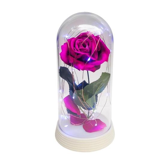 Imagem de Luminária A Rosa Encantada Roxo 20 Cm Base Pérola Frio