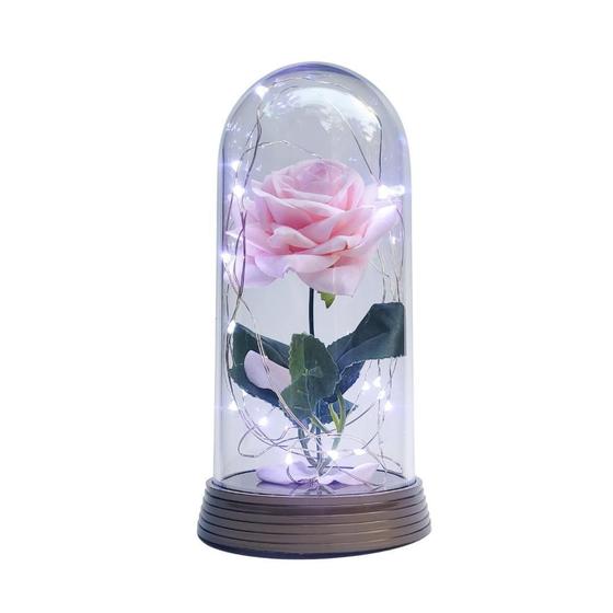 Imagem de Luminária A Rosa Encantada Salmão 20 Cm Base Ouro Frio