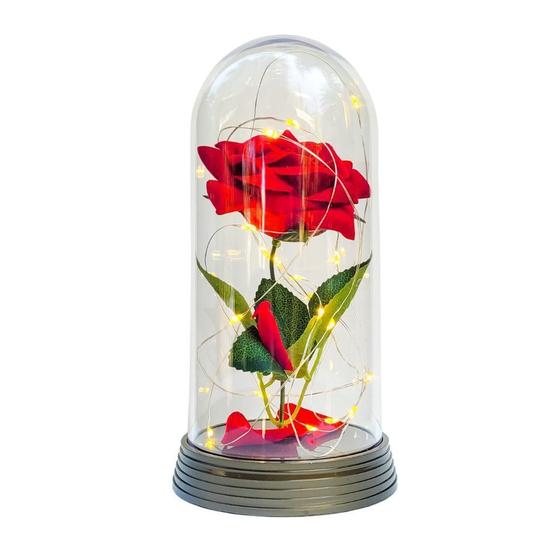 Imagem de Luminária A Rosa Vermelha 20 Cm Presente Dia Dos Namorados
