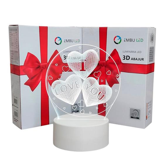 Luminária Abajur 3D I LOVE YOU 5V 3 cores Embuled Luminária Magazine Luiza