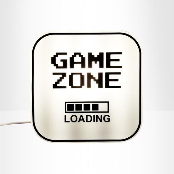 Imagem de Luminária Abajur Box Gamer Game Zone Vídeo Game Jogos branca com fio