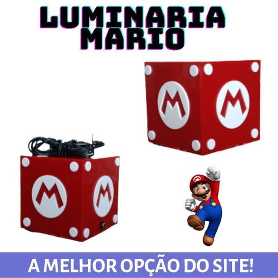 Imagem de Luminaria Abajur Cubo Bloco Super Mario Bross Geek