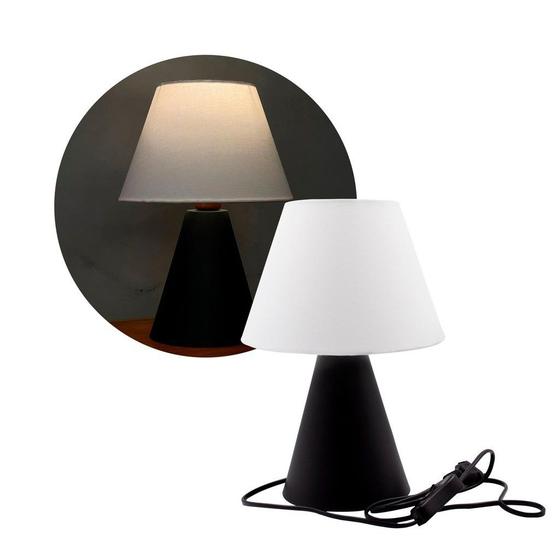 Luminaria Abajur de Mesa Cabececira Cupula Tecido Base Aluminio E27 Menor preço em Luminaria Abajur de Mesa Cabececira Cupula Tecido Base Aluminio E27