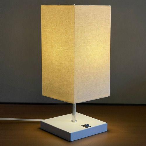 Imagem de luminária Abajur de Mesa Clássico Quadrado Alumínio Com Interruptor Com Cúpula Para Sala, Quarto, Cabeceira