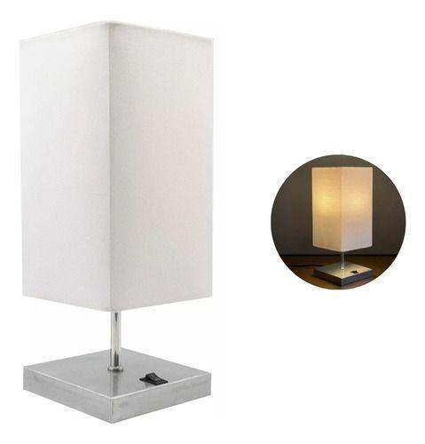 Imagem de luminária Abajur de Mesa Clássico Quadrado Alumínio Com Interruptor Com Cúpula Para Sala, Quarto, Cabeceira