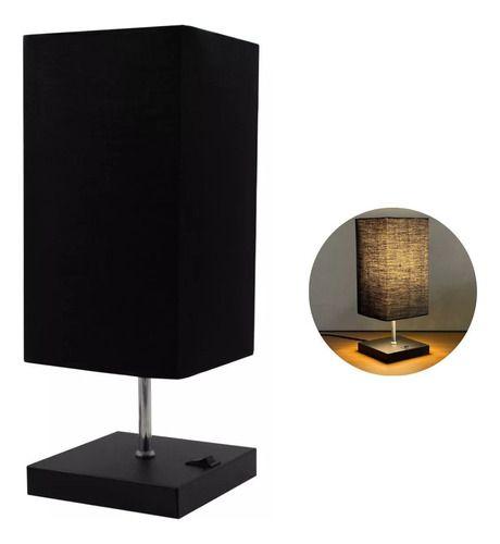 Imagem de luminária Abajur de Mesa Clássico Quadrado Alumínio Com Interruptor Com Cúpula Para Sala, Quarto, Cabeceira