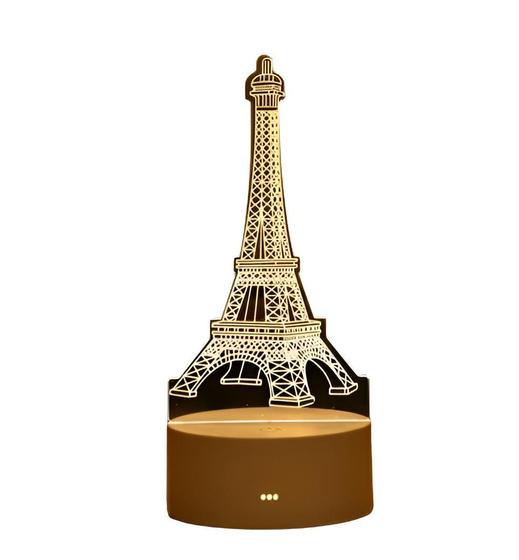 Imagem de Luminária Abajur Display Led 3d Torre Eiffel Paris Luz Branca Ponto Turistico Origin Presente Mae Pai Filha