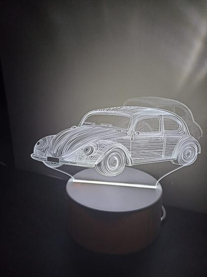 Imagem de Luminária Abajur Fusca Display Acrílico Led 3d Mesa Quarto Namorado Luz Presente Mãe Pai Filho Avo Namorada