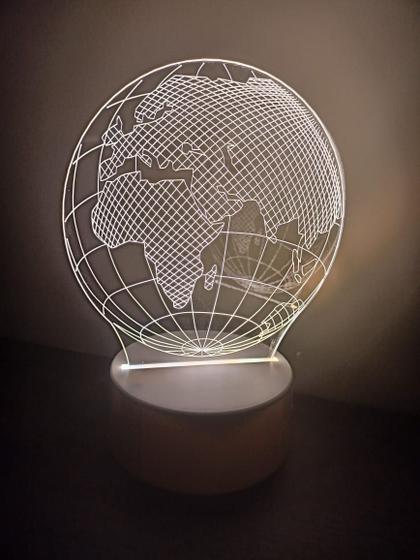 Imagem de Luminária Abajur Globo Terreste Mapa Mundi Terra Tacrílico Led 3d Mesa Quarto Namorado Presente Mãe Pai Filho Avo