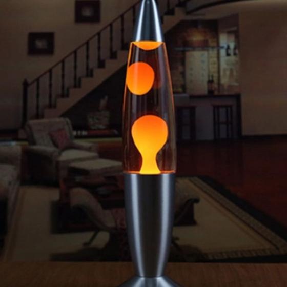 Luminária / Abajur Lava Lamp / Laranja 34 cm 110v Glitter Lamp