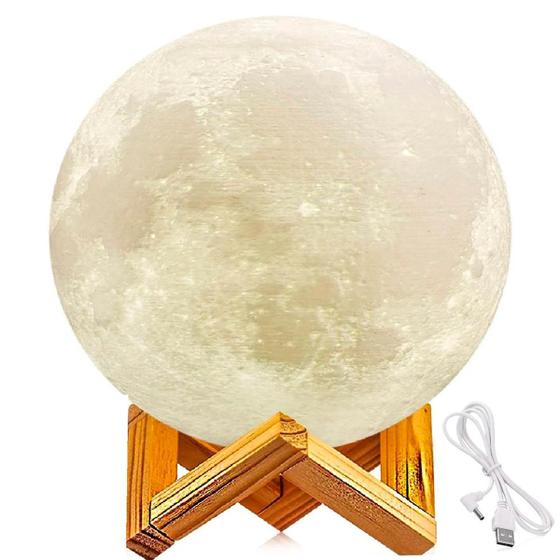 Imagem de Luminária Abajur Lua 3D Umidificador Aromático Iluminação Suave