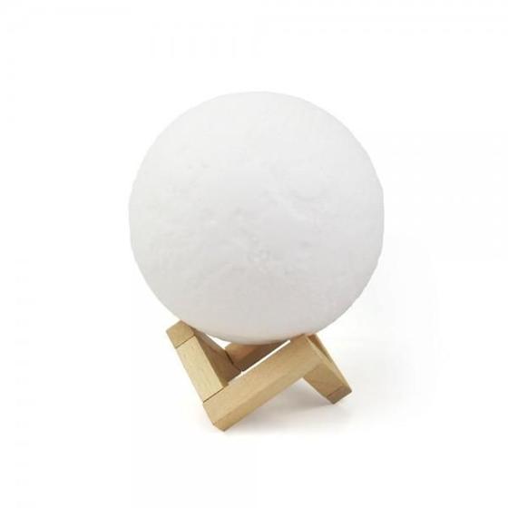 Imagem de Luminária Abajur Lua Cheia 3D Led Com Suporte 15Cm