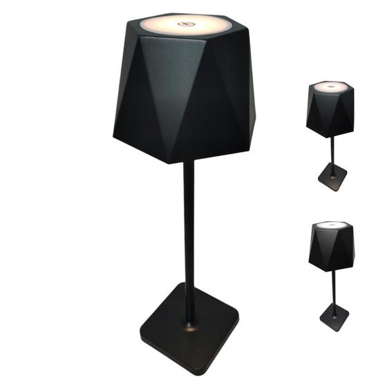 Imagem de Luminaria Abajur Mesa 3 Tons LED Bateria Recarregavel USB Casa Quarto Sala Mesa Trabalho Recepçao Escritorio Decoraçao Moderna Iluminaçao