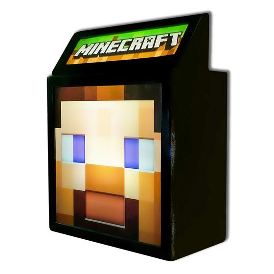 Imagem de Luminária Abajur Minecraft Creeper e Steve Decoração Geek