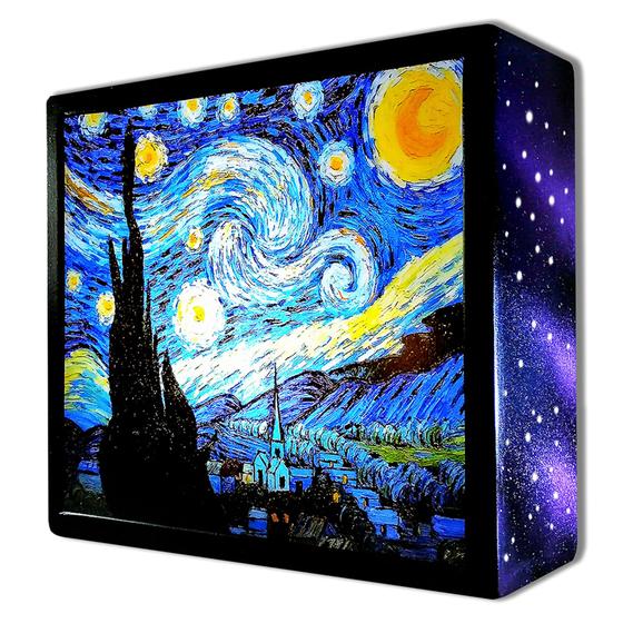 Imagem de Luminária Abajur Noite Estrelada de Van Gogh Arte Decoração