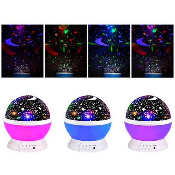 Luminária Abajur Projetor Globo Estrelas Crianças Rotativa 360º Gira
