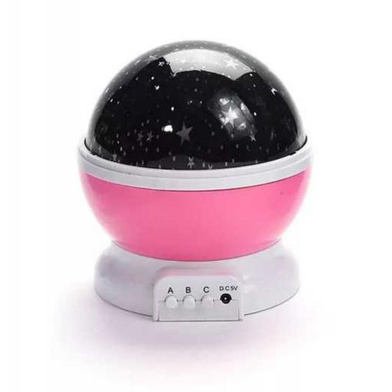 Luminária abajur rotativa lua projetor globo estrela criança festa star