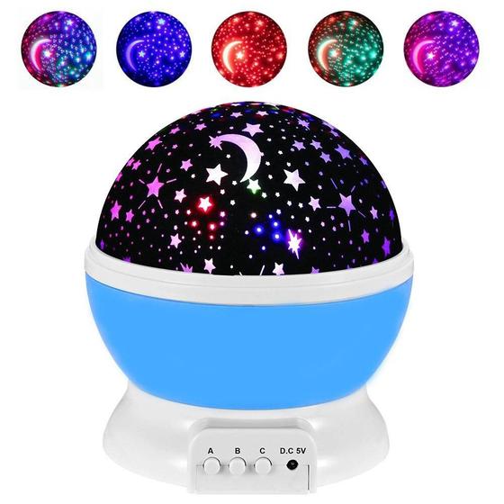 Luminaria Abajur Rotativa Projetor de Luz Globo Estrela Criança Festa