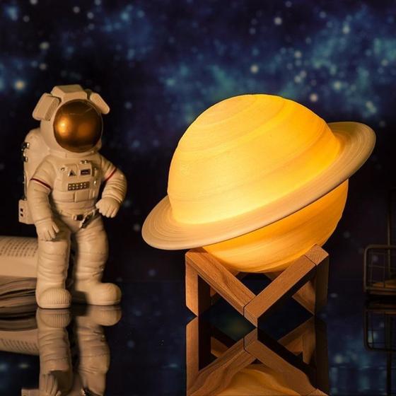 Imagem de Luminária Abajur Umidificador De Ar Planeta Saturno 3d
