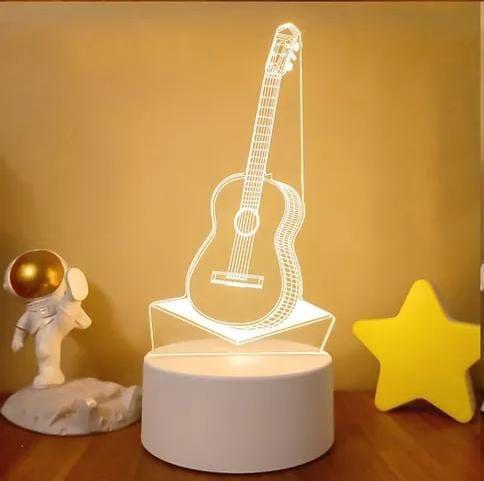 Imagem de Luminária Abajur Violão Guitarra Display Acrílico Led 3d Mesa Quarto Namorado Luz Presente Mãe Pai Filho Avo Namorada