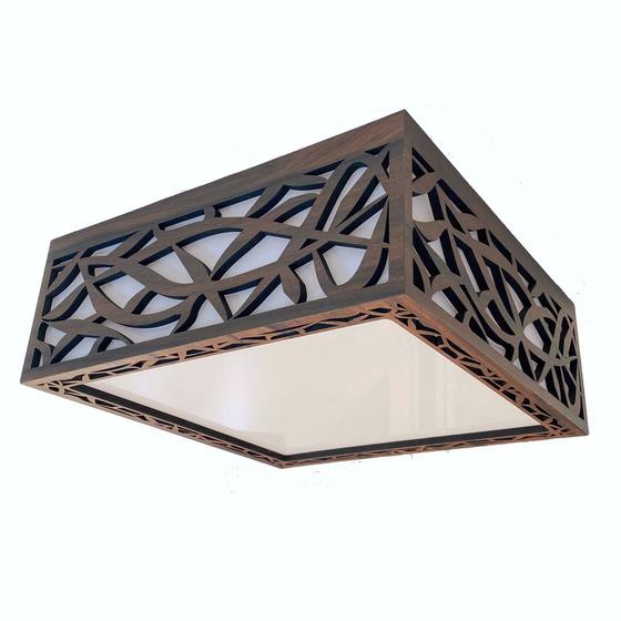 Imagem de Luminária Acrílico Plafon Madeira Copacabana 20cm 3616