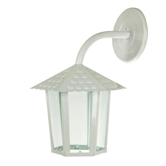 Luminária Arandela Colonial Sextavada com Vidro Liso Bivolt Cor Branco Fosco Menor preço em Luminária Arandela Colonial Sextavada com Vidro Liso Bivolt Cor Branco Fosco