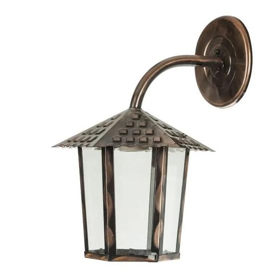 Luminária Arandela Colonial Sextavada com Vidro Liso Bivolt Cor Cobre