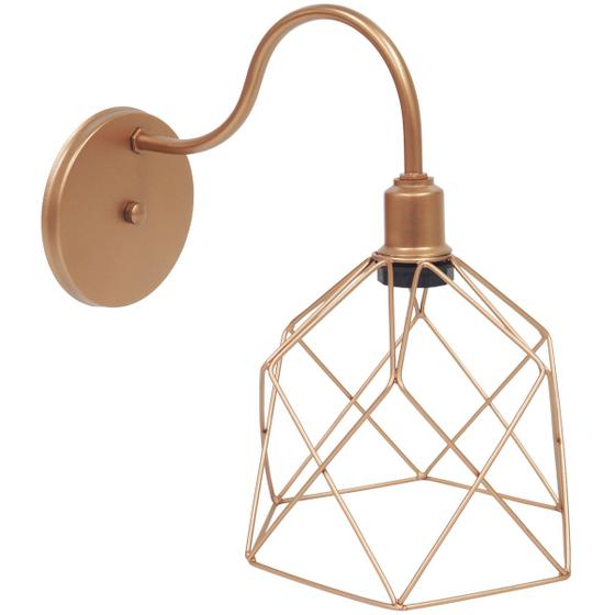 Imagem de Luminária Arandela de Parede Aramada Cálice Industrial Retro Cobre Rose Gold Agp Ilumini Vintage