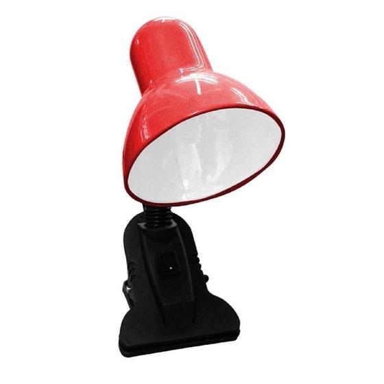 Imagem de Luminaria Articulavel De Mesa Com Garra Presilha Vermelha