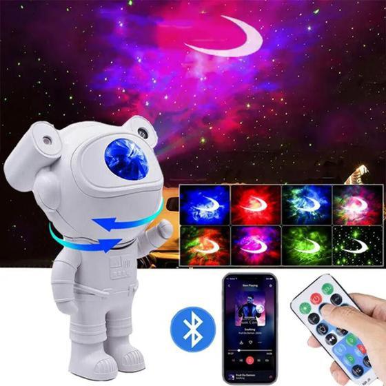 Imagem de Luminária Astronauta Projetor com Bluetooth e Controle Remoto - Ilumine seu espaço