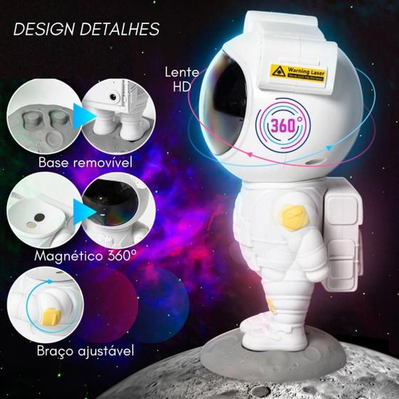 Imagem de Luminária Astronauta Projetor Luz Galáxia Nebulosa Estrelas