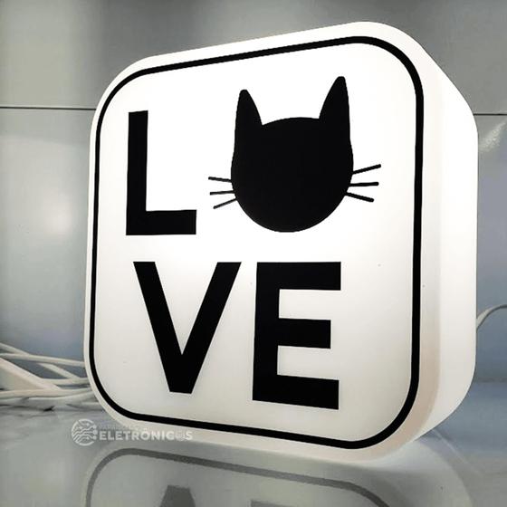 Imagem de Luminária Box de Mesa Gato Love Para Decorar e Iluminar Lâmpada Cor Branca 10010710B