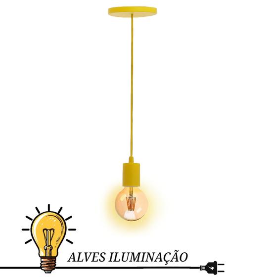 Imagem de Luminária cabo Pendente Copinho Moderno Plástico 1L com Soquete 40mm E-27