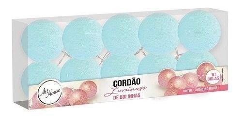 Imagem de Luminária Cordão Luz Led 10 Bolinhas 2m Azul + Pilha