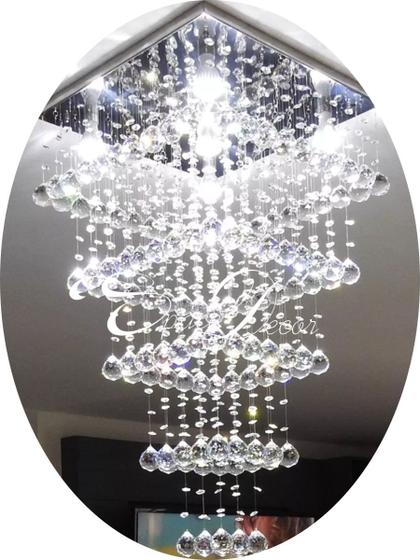 Imagem de Luminária Cristal Para Mesa De Jantar/estar Base Inox 45x45