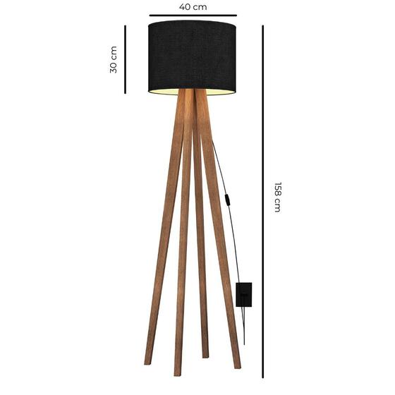Luminária de Chão Atlanta Madeira Moderna Preto B&A BENTO Luminária de Chão Magazine Luiza
