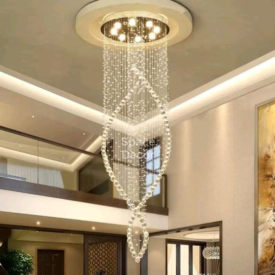 Imagem de Luminária De Cristal Com Base De Inox Com 50cm De Diâmetro