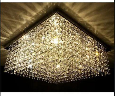 Imagem de Luminária De Cristal Legítimo K9 Base Aço Inox Maravilhoso