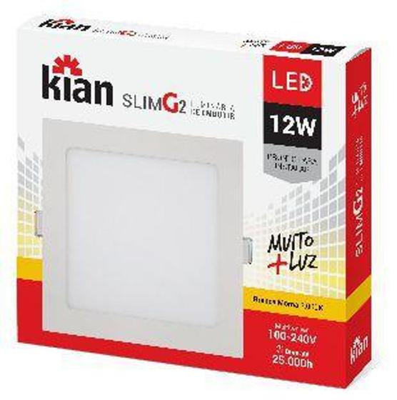 Imagem de Luminária de Embutir Kian Quadrado LED Slim G2 Alt: 2cm Comp.: 16,8cm Larg: 16,8cm 12W 3000K Amarela