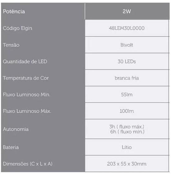 Imagem de Luminária de Emergência 2w 30 Leds Bivolt - Elgin