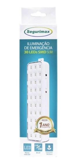 Luminária de emergência 30 leis Segurimax Bivolt Menor preço em Luminária de emergência 30 leis Segurimax Bivolt