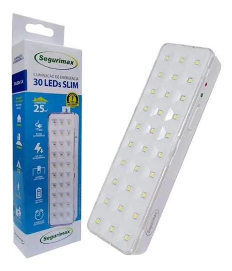 Imagem de Luminaria de  Emergência autônoma 30 Leds Lítio Slim Segurimax 23957