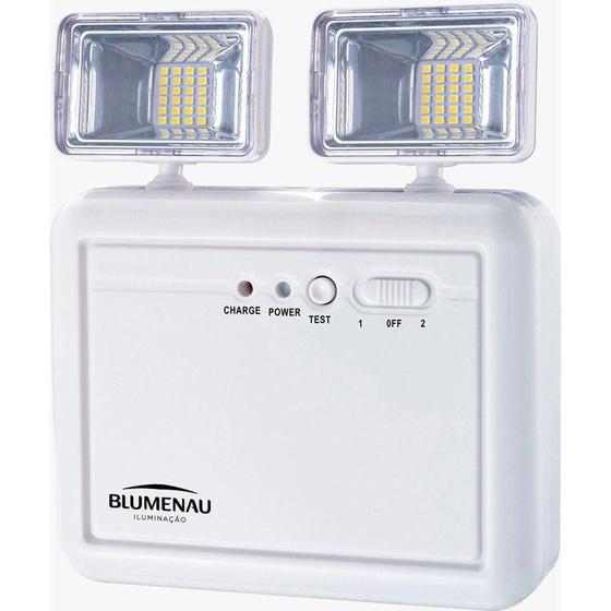 Imagem de Luminaria de Emergencia Leds 1.200 Lumens Bloco Autonomo 5W - Blumenau Iluminação  2 Farois - Ref. 40011224