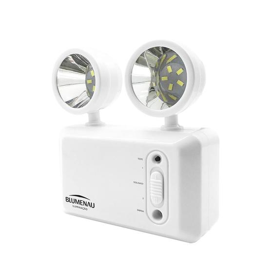 Imagem de Luminaria de Emergencia Leds 600 Lumens Bloco Autonomo 3W - Blumenau Iluminação  2 Farois - Ref. 40010624