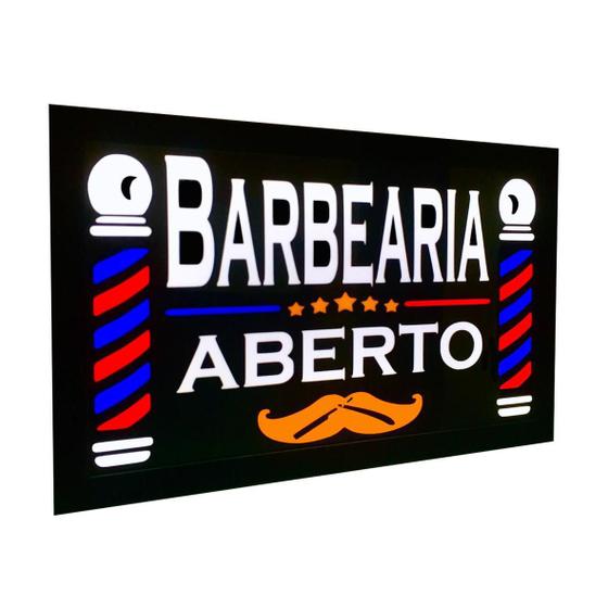 Luminária De Led Barbearia Aberto Criaçãoartevisual Luminária