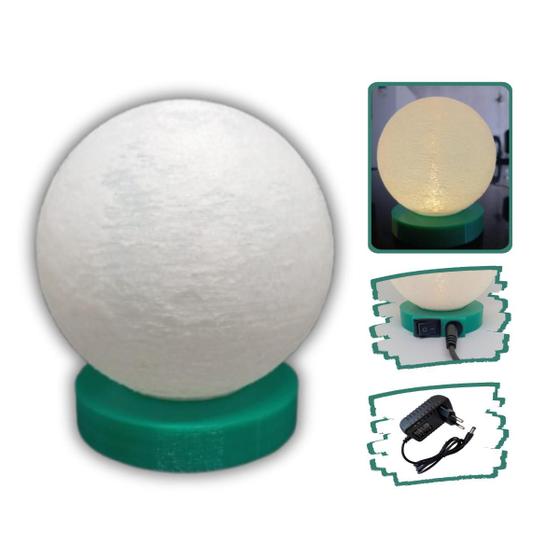 Imagem de Luminária de Mesa 3d Forma de lua Cheia Base Verde