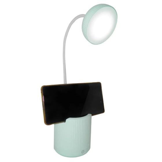 Menor preço em Luminaria de Mesa Abajur Touch Screen Recarregavel LED Suporte Celular Flexivel Articulada Escritorio Iluminaçao Lampada
