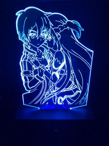 Imagem de Luminária de mesa, Asuna e Kirito, anime, 3D, 16 cores + controle