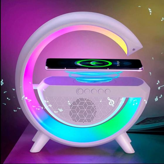 Luminária De Mesa Bluetooth Carregador Indução G-Speaker Menor preço em Luminária De Mesa Bluetooth Carregador Indução G-Speaker